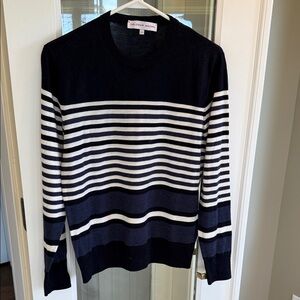 Orlebar Brown Navy and White Striped Crewneck Sweater